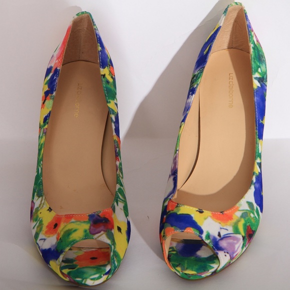 Liz Claiborne Shoes - Bright Floral Peep-Toe Liz Claiborne High Heels